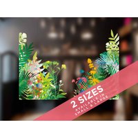 Dschungel Laub Blumen Frühling & Sommer Fenster Aufkleber Ecken - Hübsche Fensterecken 4 Shop Und Home Display von Stickers4dotcom