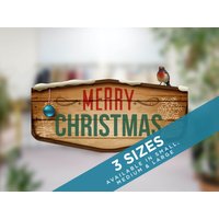 Frohe Weihnachten Holzoptik Vintage Schild von Stickers4dotcom