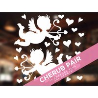 Großes Engelchen-Paar Mit 20 Herzen Fensterbilder von Stickers4dotcom