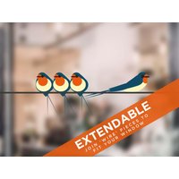 I Like Birds - Schwalben Auf Einem Draht Fenster Aufkleber Dekorative Glas Fensterbilder Zur Verhütung Von Vogelschlag von Stickers4dotcom
