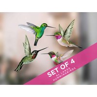 Schöne Kolibri Fensteraufkleber | 4Er Set - Antikollisions-Fensteraufkleber Helfen, Vogelschläge Zu Verhindern von Stickers4dotcom