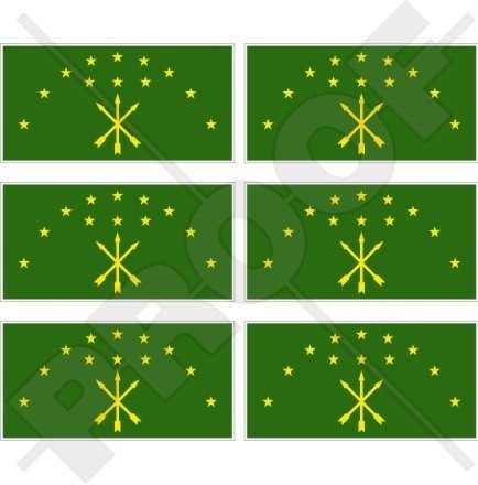 ADYGEA Republik Flagge Adygeya RUSSLAND, Russische Föderation 40mm Handy, Handy Vinyl Mini Aufkleber, x6 Stickers von StickersWorld