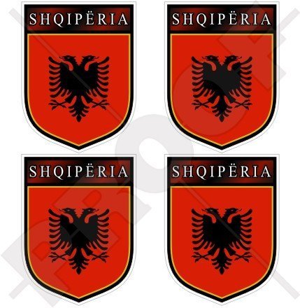 ALBANIA Albanian Shqiperia Schild 50mm Auto & Motorrad Aufkleber, x4 Vinyl Stickers von StickersWorld