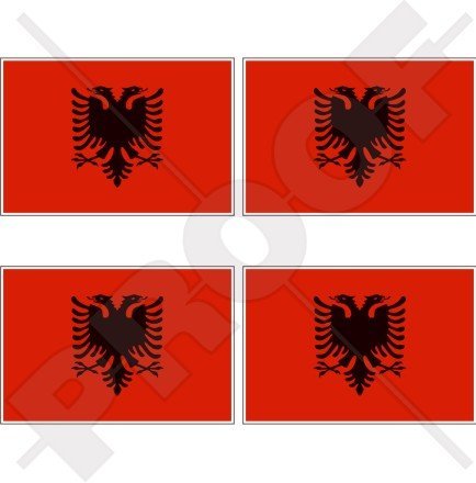 ALBANIEN Albanische Flagge Shqiperia 50mm Auto & Motorrad Aufkleber, x4 Vinyl Stickers von StickersWorld