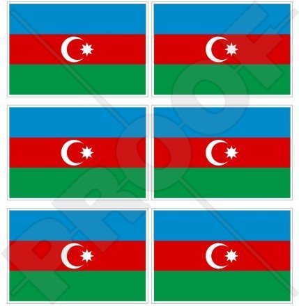 AZERBAIJAN Aserbaidschanische Flagge 40mm Mobile, Handy Vinyl Mini Aufkleber, Abziehbilder x6 Stickers von StickersWorld