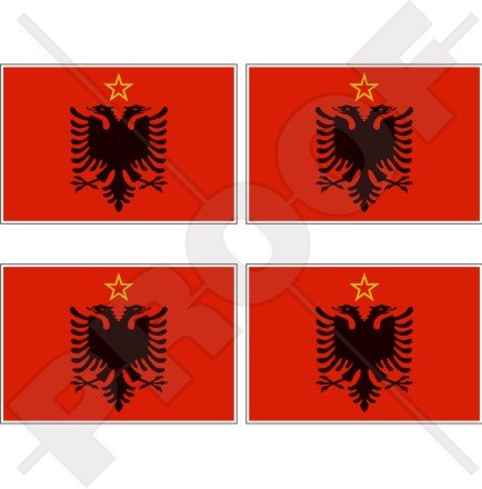 Albanien Albanische Flagge 1946–92 Warschau Pact 50 mm Vinyl Stoßstange Helm Aufkleber Aufkleber x4 von StickersWorld