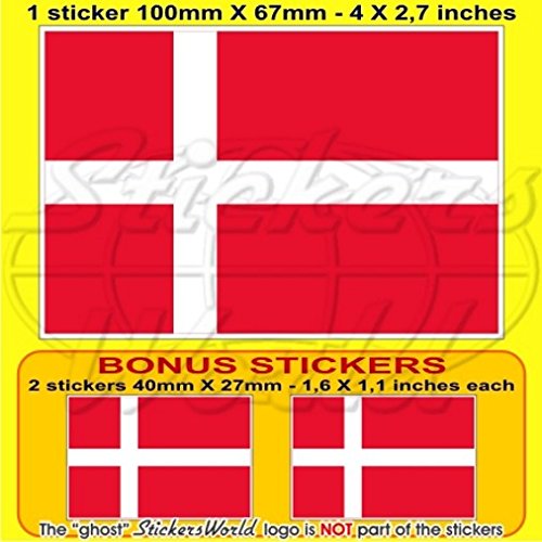 Aufkleber Dänemark dänische Flagge 100 mm, Sticker für Stoßstange aus Vinyl, 1 Stück und 2 Bonus von StickersWorld