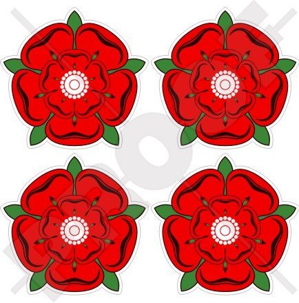 Aufkleber Rote Rose von Lancaster Blume, Lancashire England, Vereinigtes Königreich, 50 mm, Sticker für Stoßstange oder Helm aus Vinyl, 4 Stück von StickersWorld