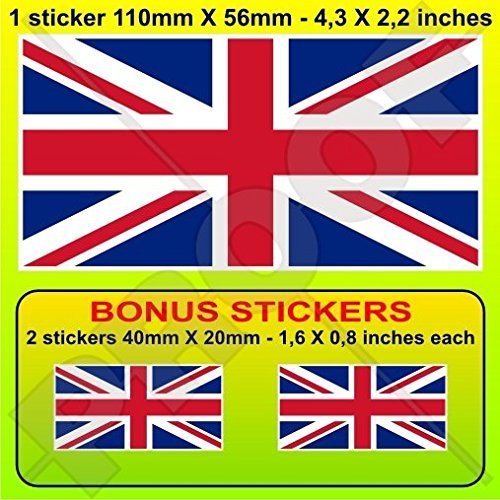 BRITISCHE UNION JACK Flagge Großbritannien UK 110mm Auto & Motorrad Aufkleber, Vinyl Sticker x1+2 BONUS von StickersWorld