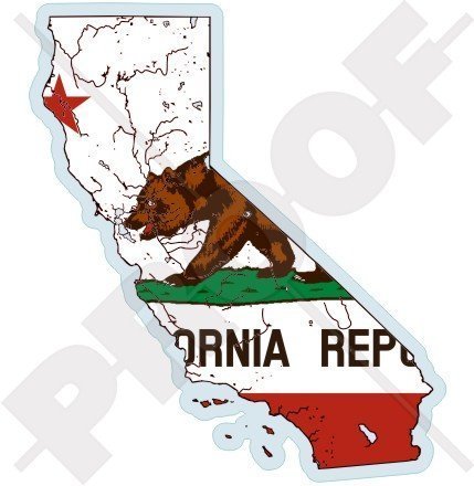 CALIFORNIA Kalifornien Staat Kartenflagge USA, Amerika 110mm Auto & Motorrad Aufkleber, Vinyl Sticker von StickersWorld