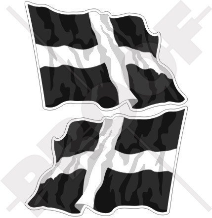 CORNWALL, Cornish, wehende Flagge, St. Piran's Cross, England Großbritannien UK 75mm Auto & Motorrad Aufkleber, x2 Vinyl Stickers von StickersWorld