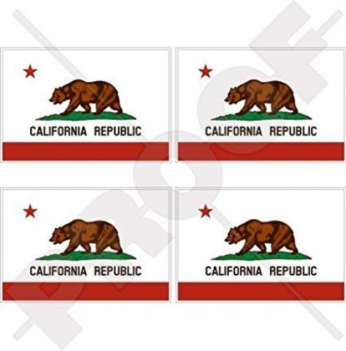 California Californian State Bär Flagge USA Amerika 5,1 cm (50 mm) Vinyl bumper-helmet Sticker, Aufkleber X4 von StickersWorld
