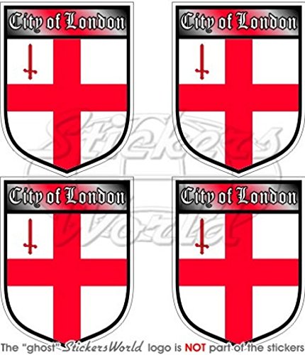 City of London England British Shield UK Großbritannien 50 mm (5,1 cm) Vinyl bumper-helmet Sticker, Aufkleber X4 von StickersWorld