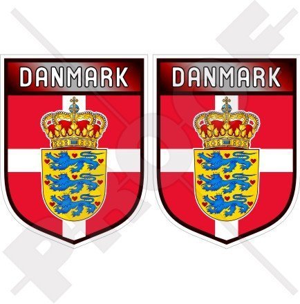 DÄNEMARK, Dänisches Schild, Dänemark 75mm Auto & Motorrad Aufkleber, x2 Vinyl Stickers von StickersWorld