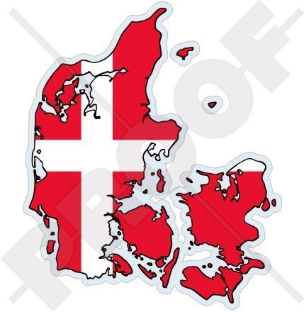 DÄNEMARK Dänische Karte Flagge DANE 120mm Auto & Motorrad Aufkleber, Vinyl Sticker von StickersWorld