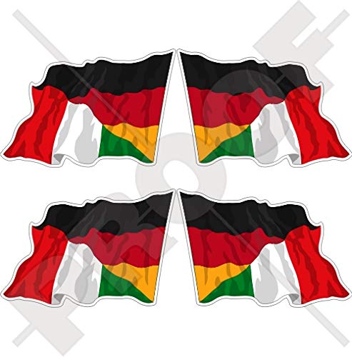 DEUTSCHLAND-ITALIEN Deutsch-Italienisch Wehende Flagge 50mm Auto & Motorrad Aufkleber, x4 Vinyl Stickers (Links - Rechts) von StickersWorld