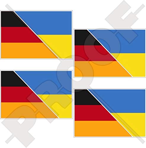 DEUTSCHLAND-UKRAINE Deutsch-Ukrainisch Flagge 50mm Auto & Motorrad Aufkleber, x4 Vinyl Stickers von StickersWorld