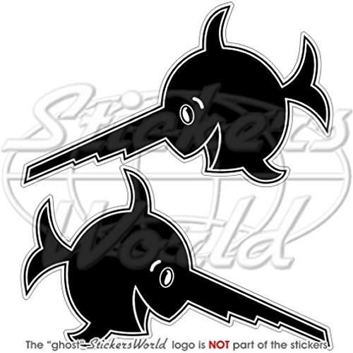 Emblem mit lachenden Sägefischen, Deutscher-U-Boot-Stil, 13,7 cm, Vinyl-Sticker, Aufkleber, 2 Stück von StickersWorld