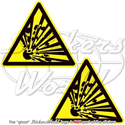 Explosion Warnschild Explosion Danger 75 mm Vinyl-Aufkleber, 2 Stück von StickersWorld