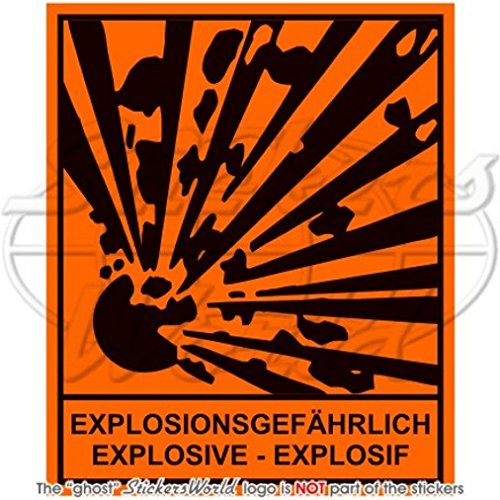 Explosive Explosionsgefährlich Explosif-Warnschild, 100 mm, Vinyl-Aufkleber, Aufkleber von StickersWorld