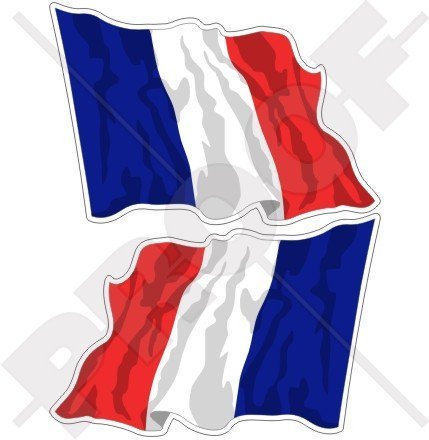 FRANKREICH Französisch Wehende Flagge Française 120mm Auto & Motorrad Aufkleber, x2 Vinyl Stickers (Links - Rechts) von StickersWorld