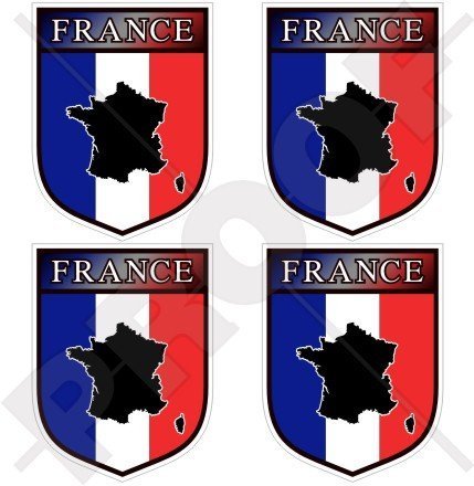 FRANKREICH Französischer Schild République Française 50mm Auto & Motorrad Aufkleber, x4 Vinyl Stickers von StickersWorld