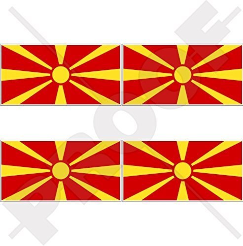 FYROM Ehemalige jugoslawische Republik Mazedonien Flagge 50mm Auto & Motorrad Aufkleber, x4 Vinyl Stickers von StickersWorld