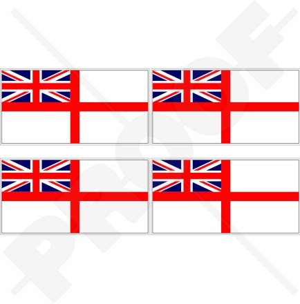 Flagge British Royal Navy Naval weiß Ensign UK 5,1 cm (50 mm) Vinyl bumper-helmet Sticker, Aufkleber X4 von StickersWorld