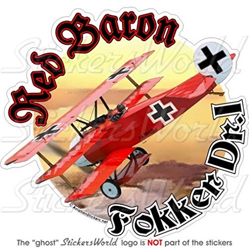 Vinyl-Aufkleber, Motiv Fokker, Dreifach, Baron Richthofen, 117 mm, Rot von StickersWorld