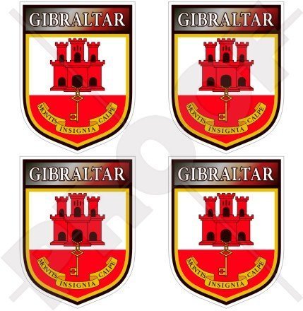 GIBRALTAR Gibraltarisches Schild 50mm Auto & Motorrad Aufkleber, x4 Vinyl Stickers von StickersWorld