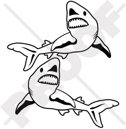 GREAT WHITE SHARK, GROSSER WEISSER HAI Kiefer 200mm Auto & Motorrad Aufkleber, Vinyl Stickers (links rechts) - WAHL VON 22 FARBEN von StickersWorld