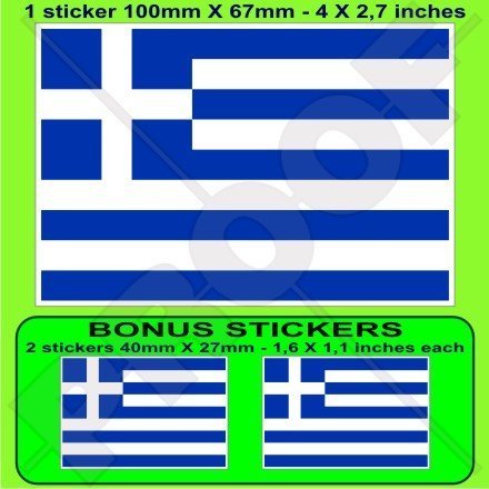 GRIECHENLAND Griechische Flagge Hellas, Griechisch 100mm Auto & Motorrad Aufkleber, Vinyl Sticker x1+2 BONUS von StickersWorld