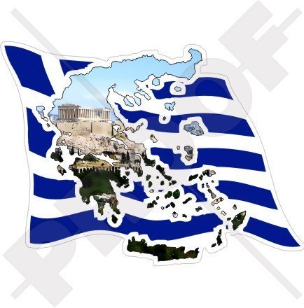 GRIECHENLAND Griechische Karte-Flagge ATHEN Akropolis 140mm Auto & Motorrad Aufkleber, Vinyl Stickers GRIECHENLAND Griechische Karte-Flagge ATHEN Akropolis 140mm Auto & Motorrad Aufkleber, Vinyl Stickers von StickersWorld
