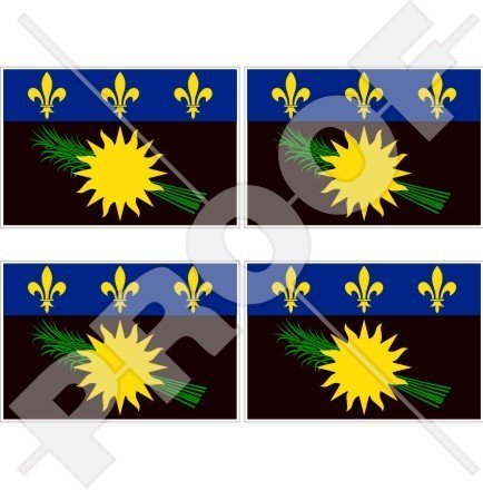 GUADELOUPE Flagge (Schwarz) Frankreich Gwadloup, Gwada Karibik 50mm Auto & Motorrad Aufkleber, x4 Vinyl Stickers von StickersWorld