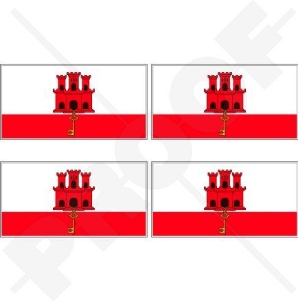 Gibraltar Gibraltarische Flagge 50mm Auto & Motorrad Aufkleber, x4 Vinyl Stickers von StickersWorld