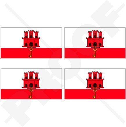 Gibraltar Gibraltarische Flagge 50mm Auto & Motorrad Aufkleber, x4 Vinyl Stickers von StickersWorld