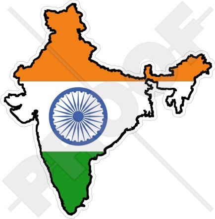 INDIEN Indische Karten-Flagge, Hindu 123mm Auto & Motorrad Aufkleber, Vinyl Stickers von StickersWorld