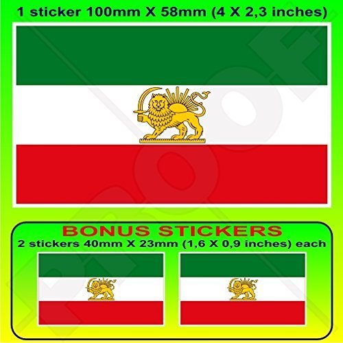Iran PERSIEN Ehemalige iranische Flagge Persisch 100mm Auto & Motorrad Aufkleber, Vinyl Sticker x1+2 BONUS von StickersWorld