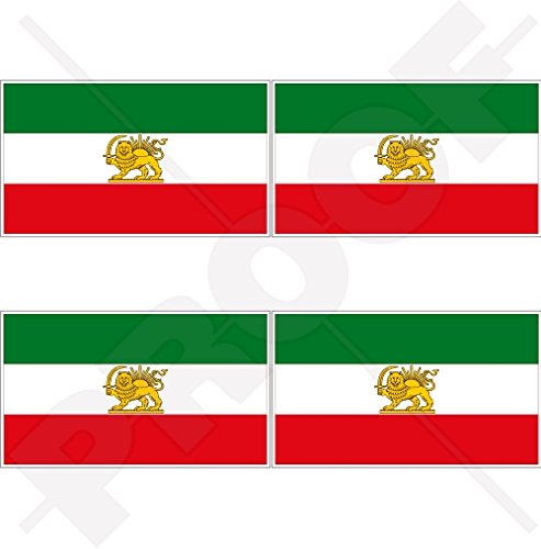 Iran Persien, ehemalige iranische Flagge, 50 mm, Vinyl-Aufkleber, 4 Stück von StickersWorld