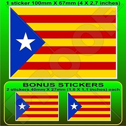 KATALONIEN Katalanische Unabhängigkeit Blaue Flagge SPANIEN Estelada Blava Spanisch 100mm Auto & Motorrad Aufkleber, Vinyl Sticker x1+2 BONUS von StickersWorld