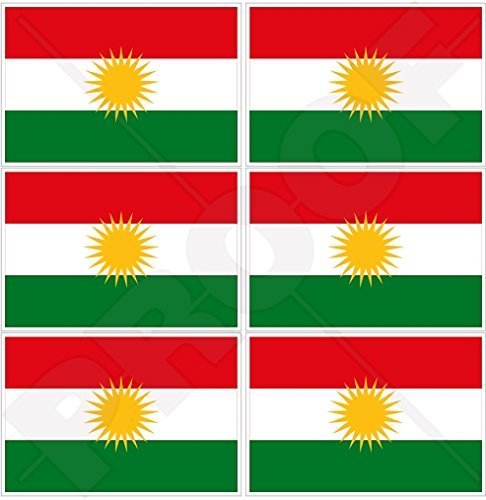 KURDISTAN Flagge, Kurd Alaya Rengîn Kurdisch 40mm Mobile, Handy Vinyl Mini Aufkleber, Abziehbilder x6 Stickers von StickersWorld