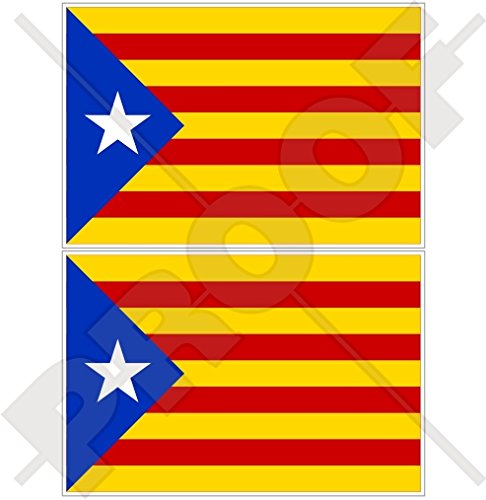 Katalonien Katalanische Unabhängigkeit blaue Flagge Spanien Estelada Blava Spanisch 100 mm Vinyl Stoßstangen-Aufkleber, 2 Stück von StickersWorld