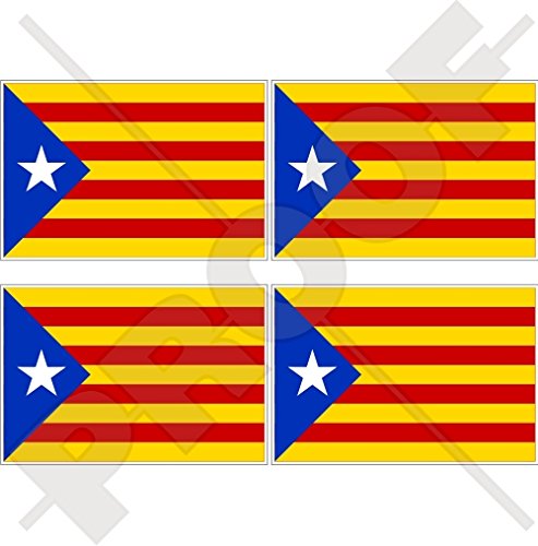 Katalonien katalanische Unabhängigkeit Blaue Flagge Spanien Estelada Blava Spanische 5,1 cm (2 Zoll) Vinyl-Aufkleber für Stoßstange und Helm, Aufkleber x4 von StickersWorld