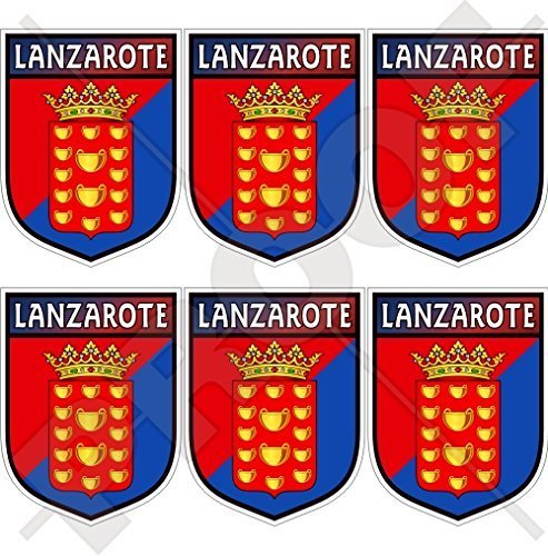 LANZAROTE Schild KANARISCHE INSELN Spanien, Islas Canarias Spanisch 40mm Mobile, Handy Vinyl Mini Aufkleber, x6 Stickers von StickersWorld