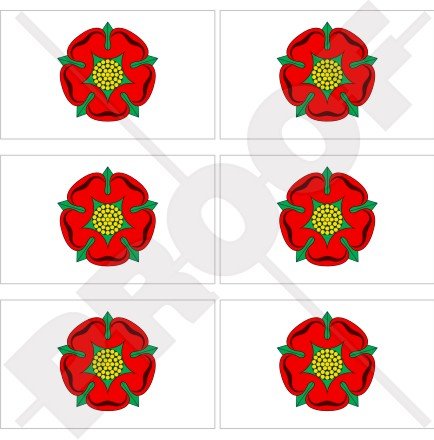 LancasHIRE Mini-Aufkleber, Motiv Rote Rose von Lancaster, England Großbritannien, 40 mm, 6 Stück von StickersWorld