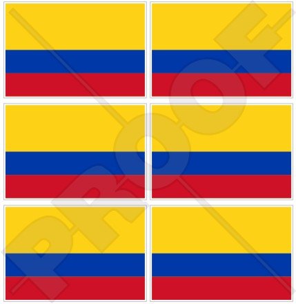Mini-Aufkleber, Kolumbien-Flagge, Südamerika, 40 mm, Vinyl, 6 Stück von StickersWorld