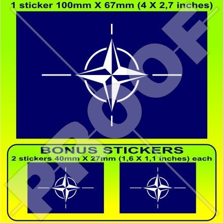 NATO Flagge Otan North Atlantic Allianz 10,2 cm (100 mm) Vinyl Bumper Aufkleber, Aufkleber X1 + 2 Bonus von StickersWorld