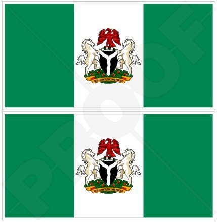 NIGERIA Nigerianische Staat Flagge Westafrika, Commonwealth 75mm Auto & Motorrad Aufkleber, x2 Vinyl Stickers von StickersWorld