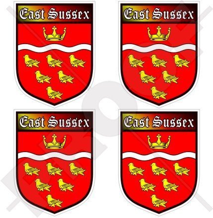 OSTEN SUSSEX Grafschaft England Britisches Schild Großbritannien UK 50mm Auto & Motorrad Aufkleber, x4 Vinyl Stickers von StickersWorld