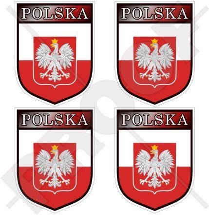 POLEN Polnischer POLEN Schild 50mm Auto & Motorrad Aufkleber, x4 Vinyl Stickers von StickersWorld